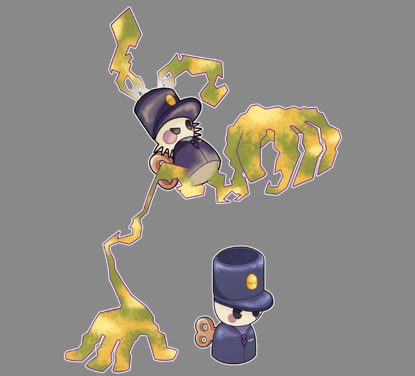 Guardii (Normal Type) -Evolves into-> Guardread (Dark/Ghost Type)