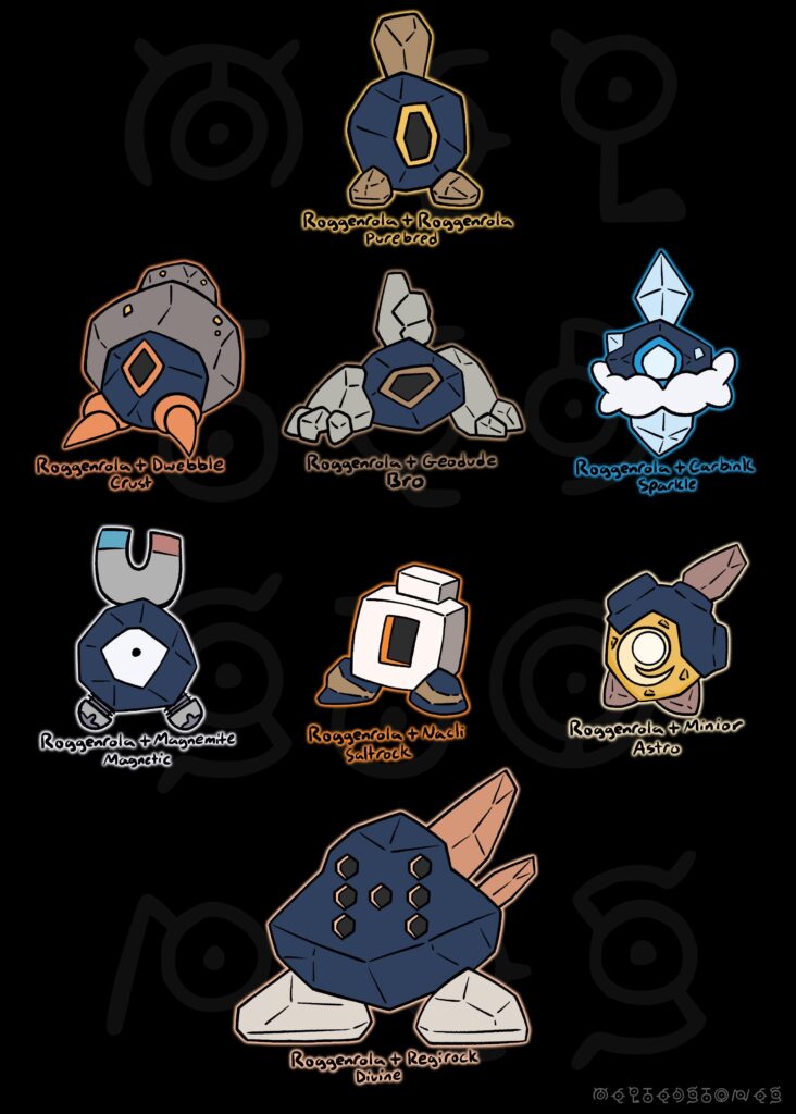 [OC] Roggenrola Crossbreeds!
