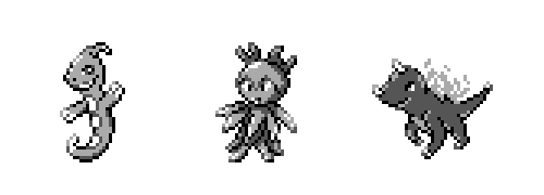 The 3 starters of my gen 1 inspired game (in progress)