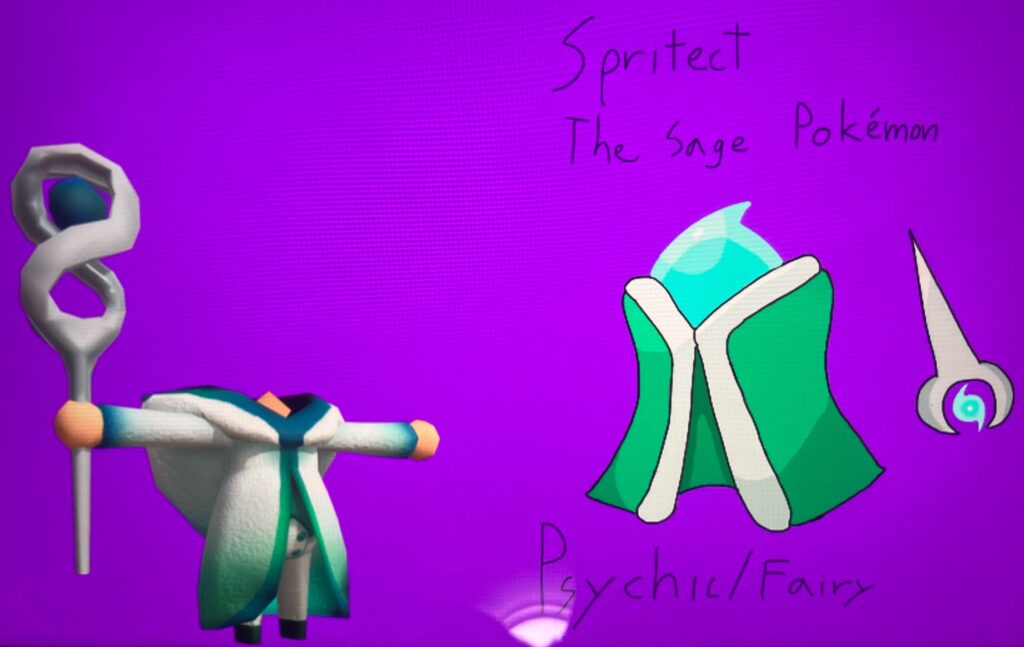 Day 4 of making fakemon based on my other Reddit communities, this is Spritect, the Sage Pokémon!