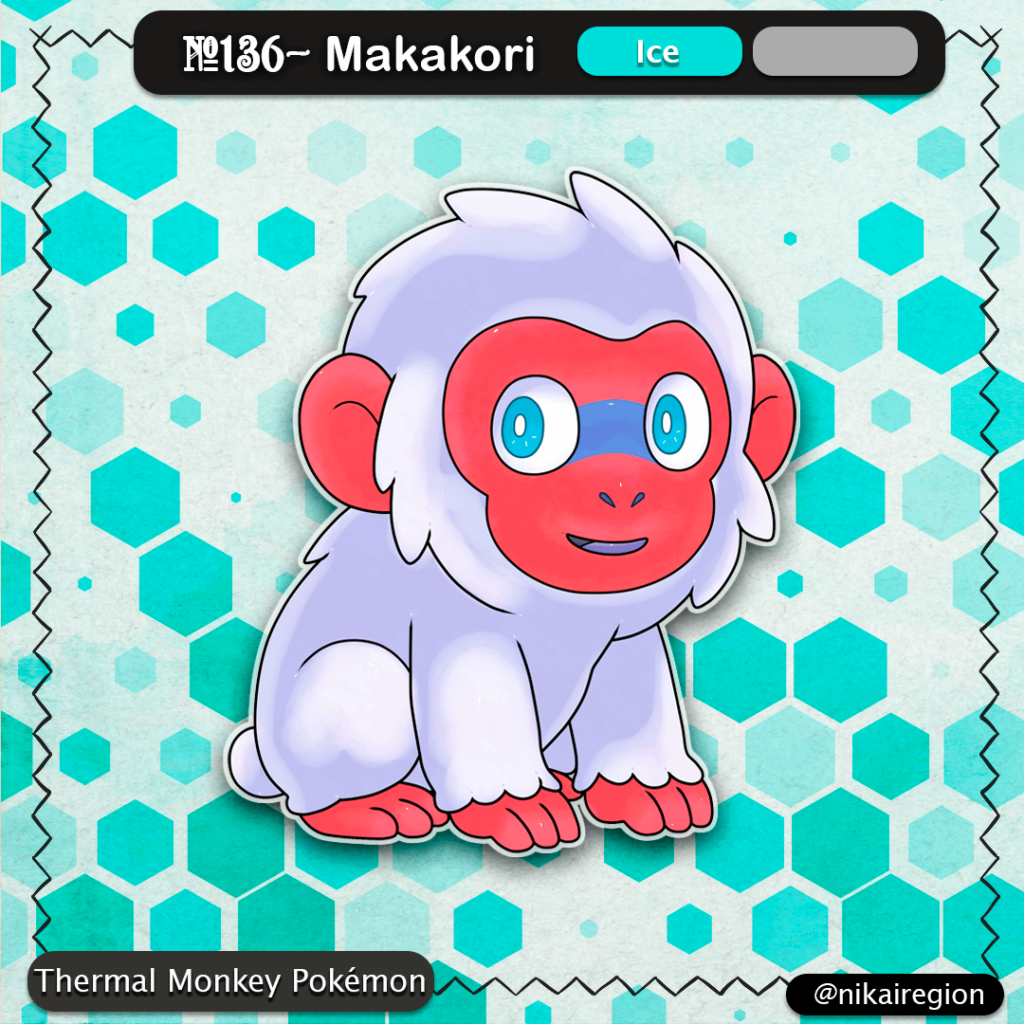 Thermal Monkey Ice Fakemon - Hot Spring Japanese Pokémon- @nikairegion
