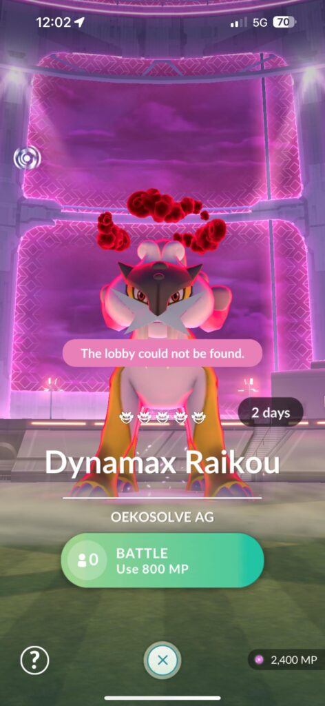 Getting this error message a lot this event. „The lobby could not be found“
