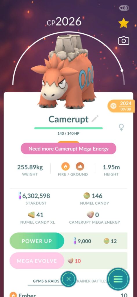 Camerupt energy is up and uh