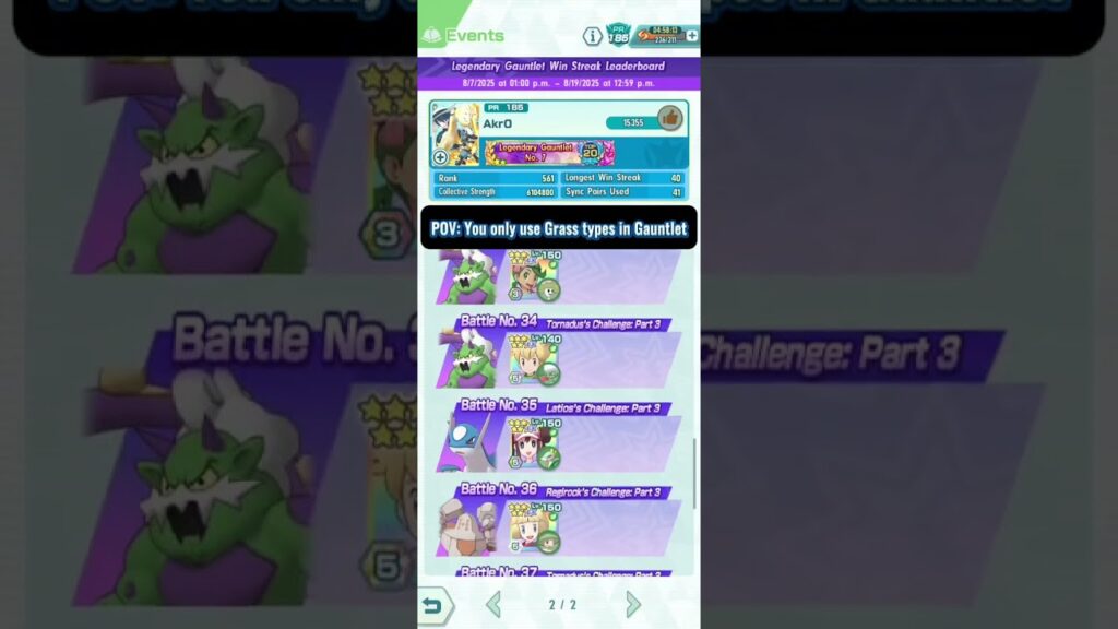 Grass types are indeed strong in Poma #pokemonmasters #pokemon #legendarygauntlet
