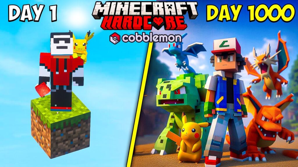 I Survived 1000 Days In Cobblemon One Block! [FULL MOVIE]