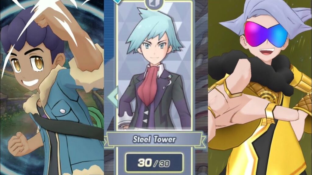 Clearing Steel Tower Floor 30 with two rivals [Pokemon Masters EX]