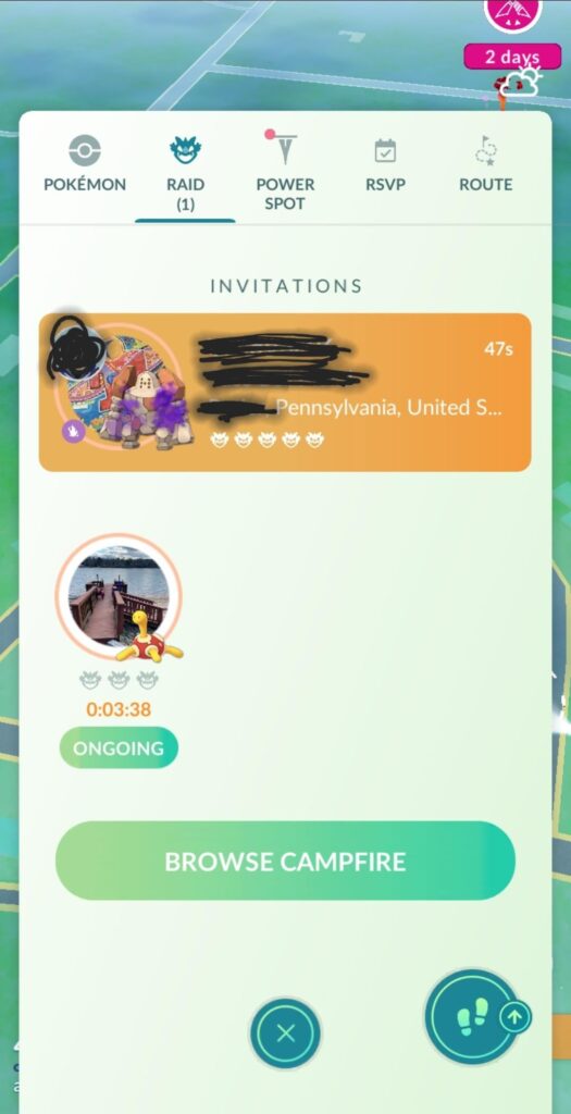 Attempt to join a raid remotely transports gym from hundreds of miles away into my yard.
