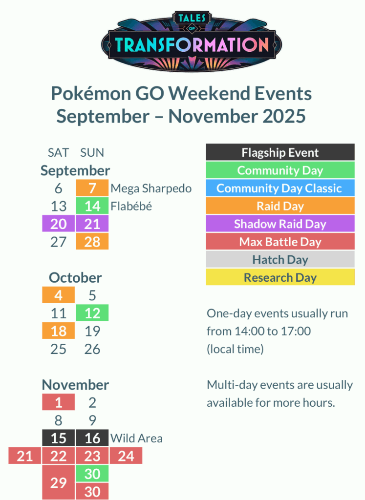 [Updated] Weekend events for September-November 2025 [Wild Area confirmed Nov 15-16]