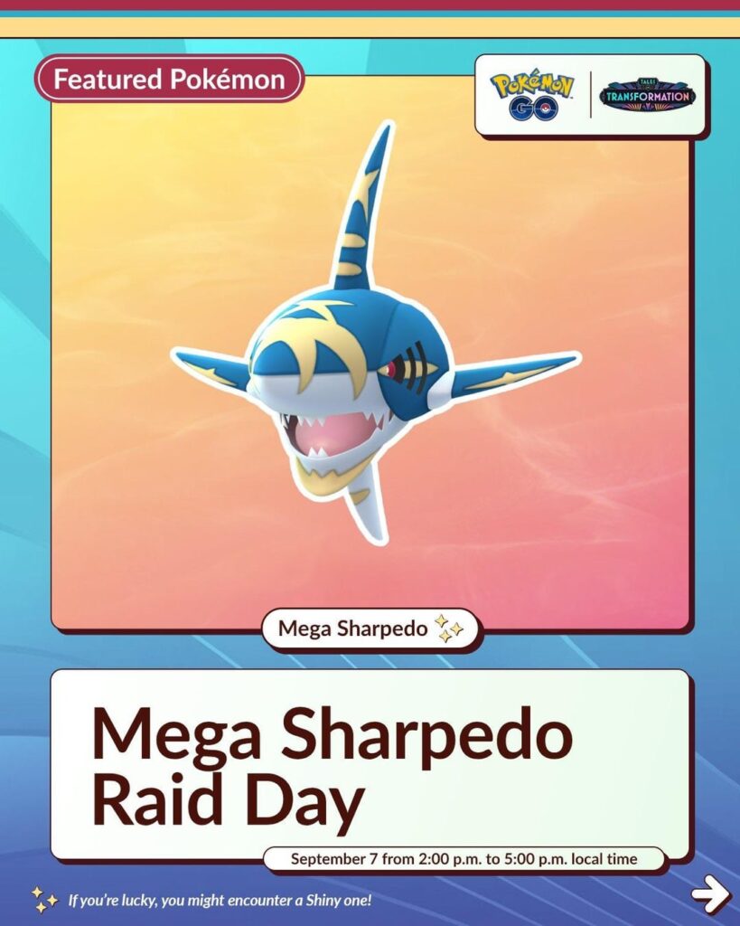 Mega Sharpedo Raid Day Niantic Infographic