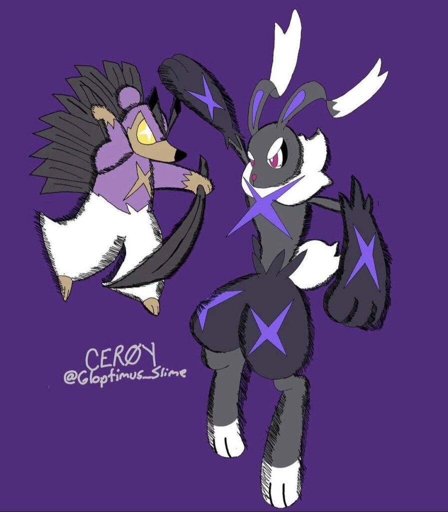 [fanart] drew two fakemon I like clashing—(links and credits below)
