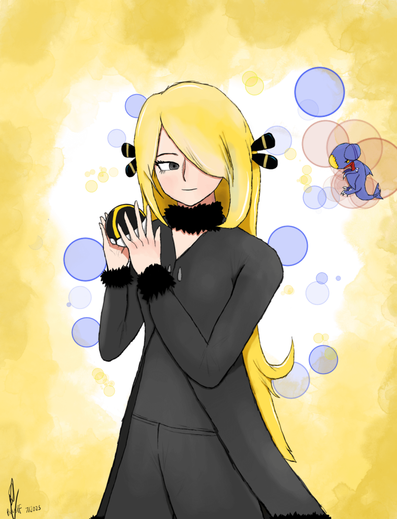 Cynthia and Mini Garchomp