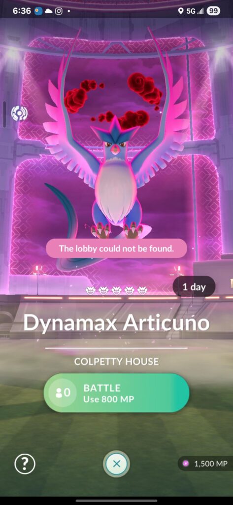 "Lobby could not be found" for every spot near me