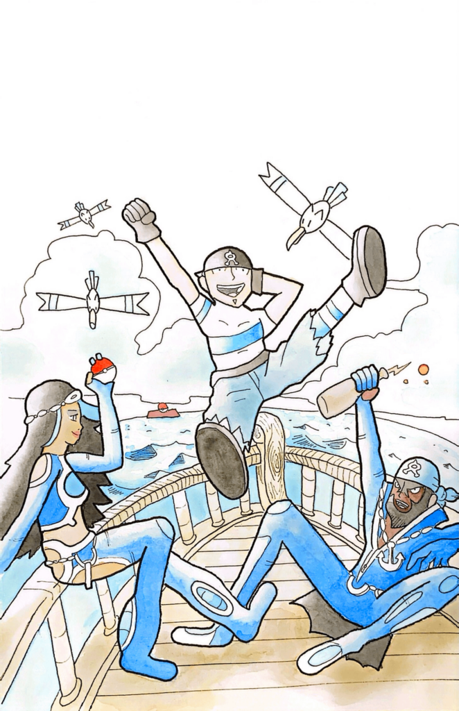 The Blue Orb is Real! Team Aqua x One Piece Watercolor by Me