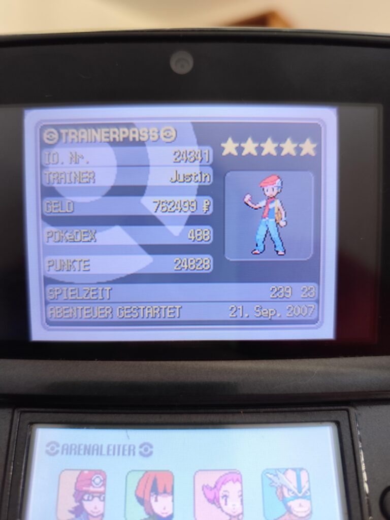 5* Trainer Card in Pokémon Diamond :)