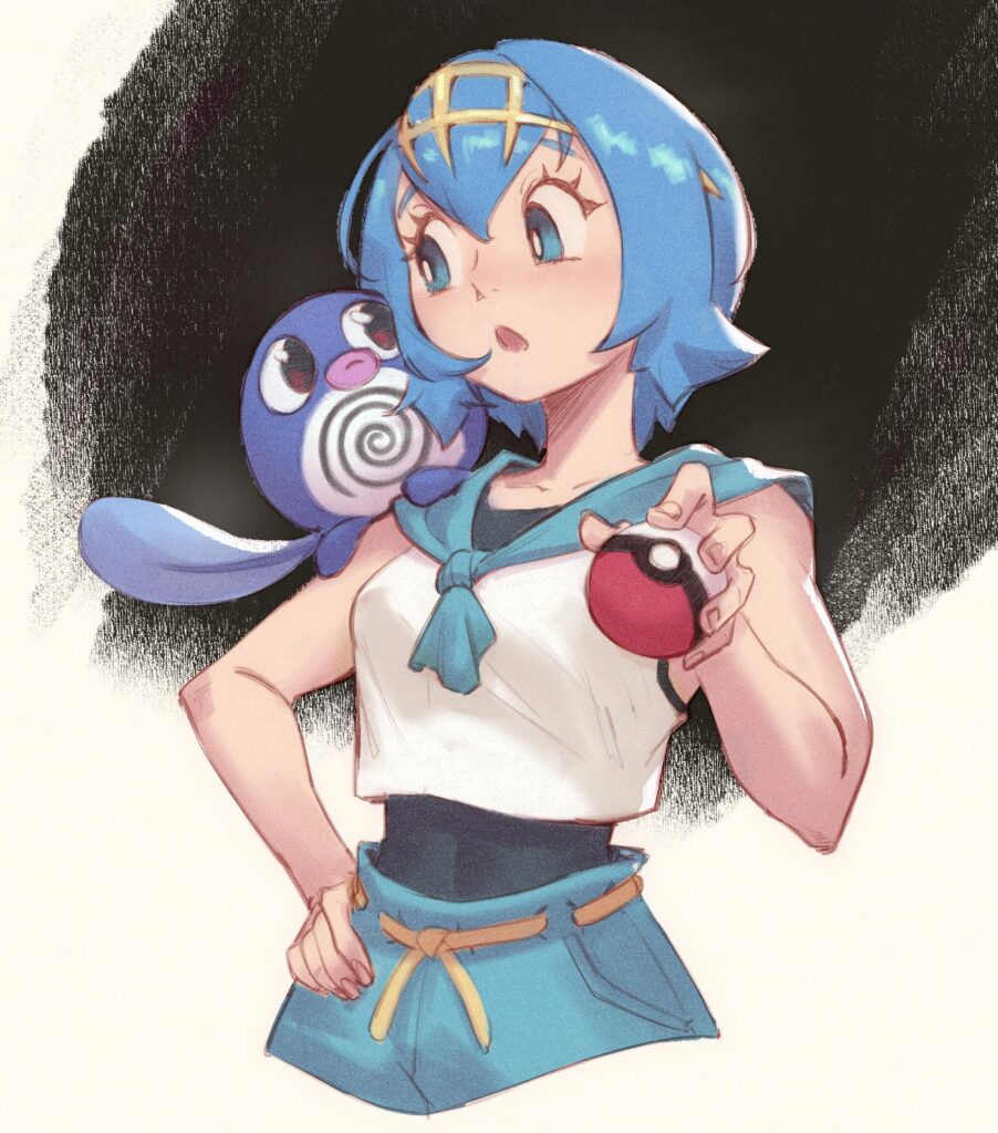 I would love to show you my fanart of Lana and one of my fav pokemons: Poliwag 😊