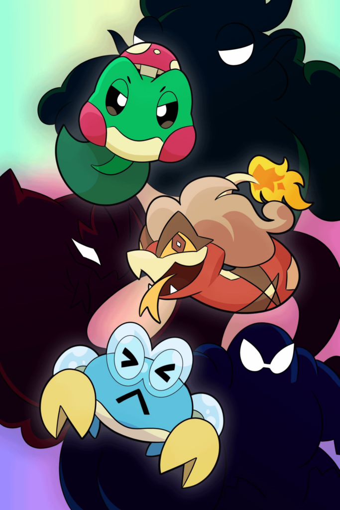 Starter Pokemon of Avalore (artist JaboDraco / JorgeDraco98)