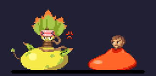 [pixel art OC] Mega Victribell and its trainer.