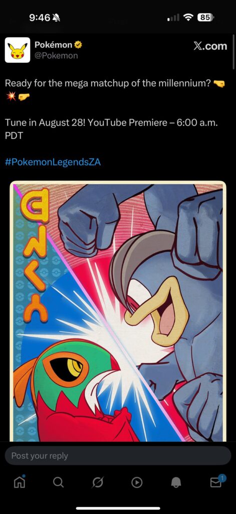 The Official Pokémon Twitter account teases Mega Hawlucha and/or Mega Machamp for Pokémon Legends: Z-A