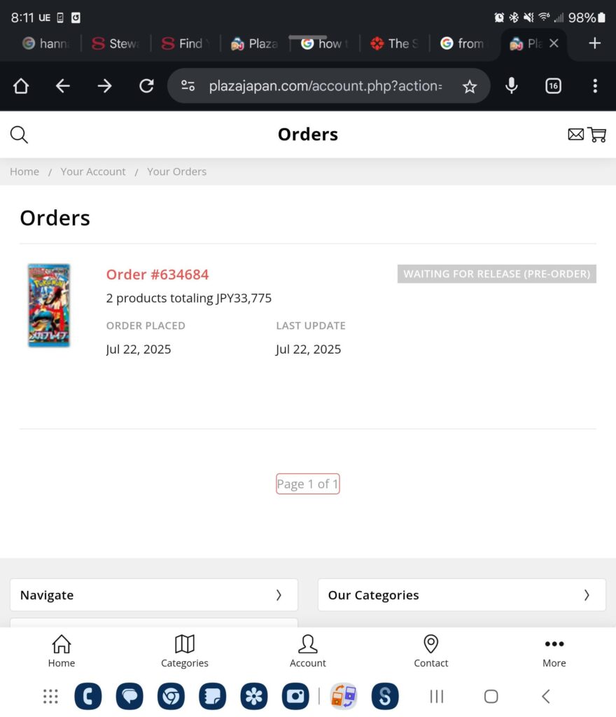 PlazaJapan order "waiting for release"