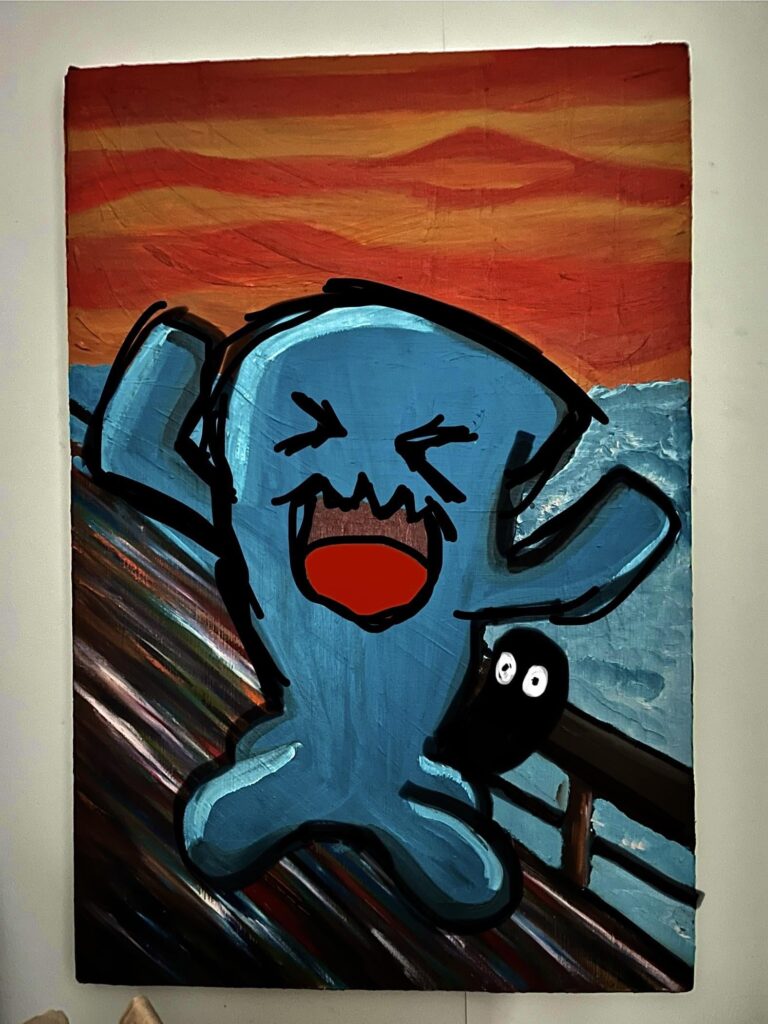 Hey all, I’m currently in the middle of a Munch inspired scream oil painting of Wobbuffet. I need some advice please!