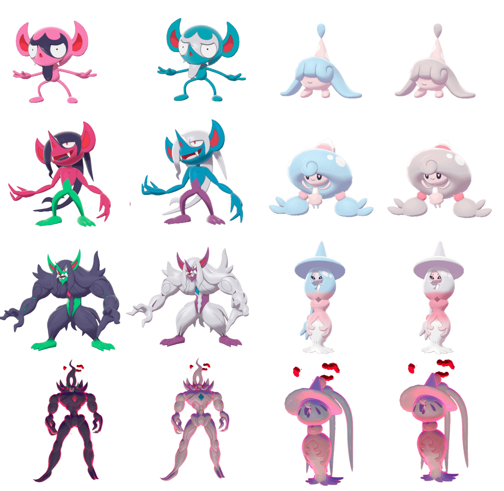 Wild Area Shiny debuts: Impidimp & Hattena family comparison
