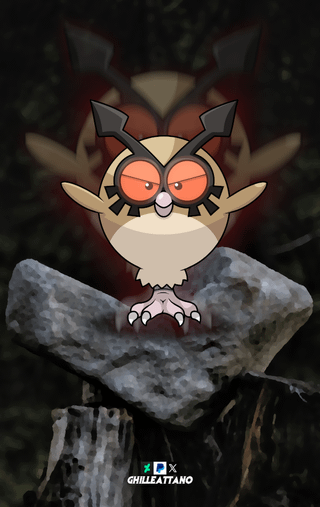(OC) My TCG Style Hoothoot Evolutionary Line Artwork