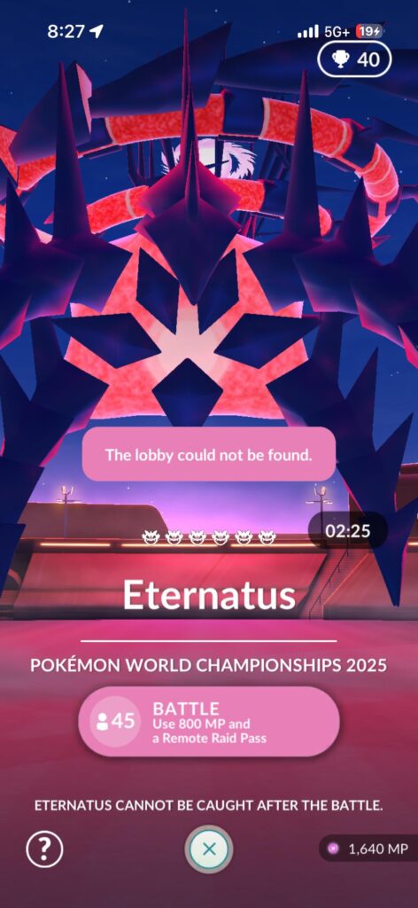 Can’t remote Eternatus?