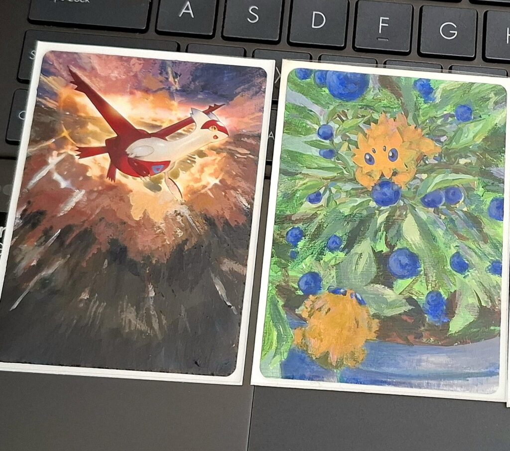 Painted over some pokemon cards
