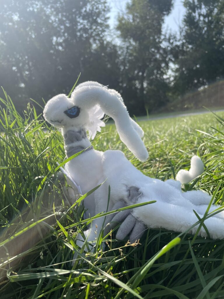 Reshiram and Arceus plushies I made