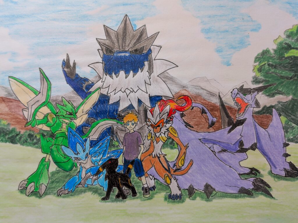 My son asked me to draw his Pokemon team for his birthday!