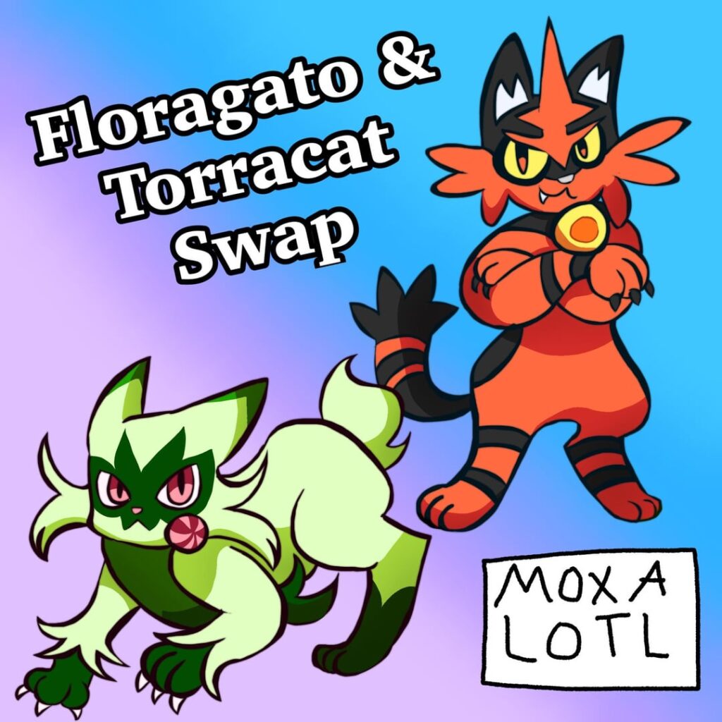 Floragato and Torracat Swap! (OC)