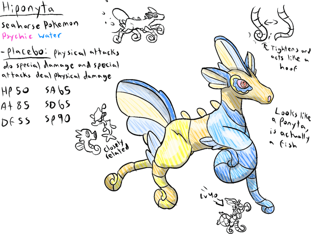 Convergent Ponyta and Rapidash based off Hippocampus/Seahorses, a new speedy Scyther evolution, and more in-depth details about the evil Team Spur. What do you think?