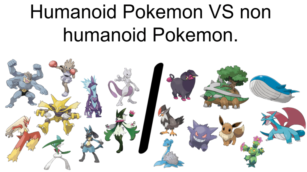 Hunanoid Pokémon VS non-humanoid Pokémon.