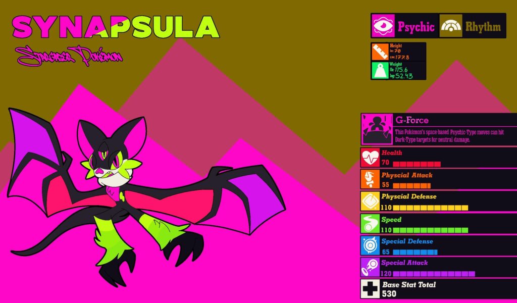 Thought it would be good to give more info on Synapsula, one Fakemon that I’m really proud of.