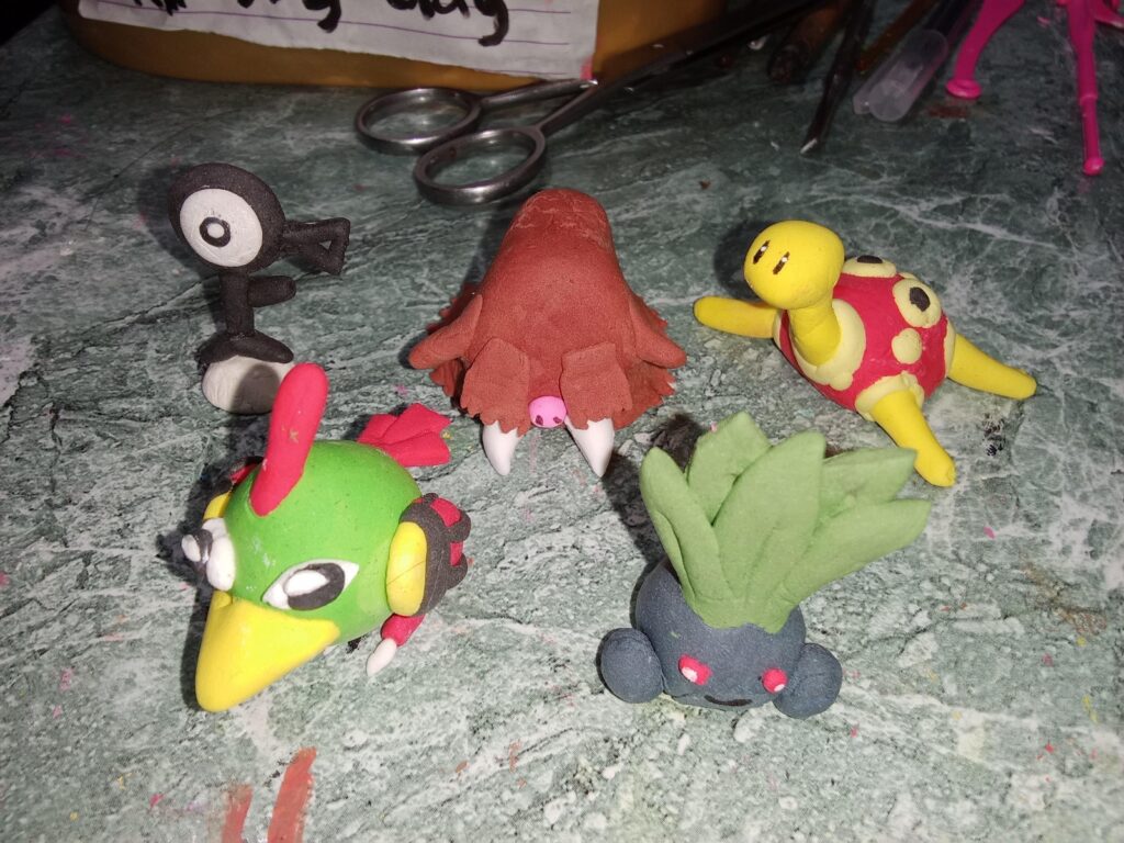 I made 5 pokemon clay figures from soft clay in just few days