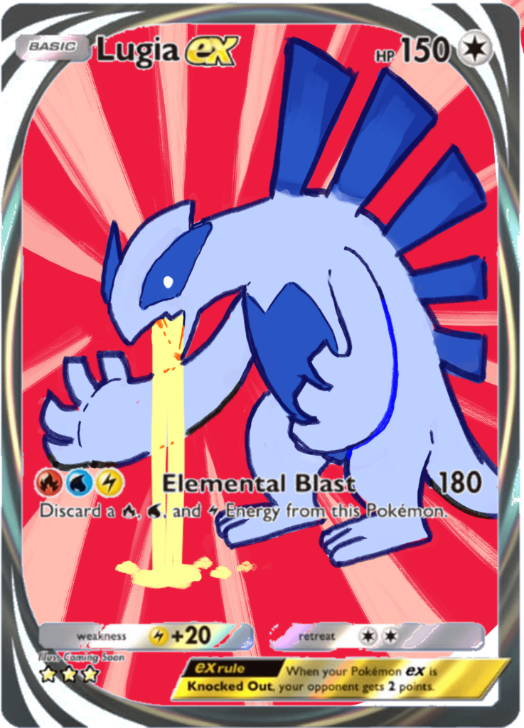 A friend asked me to make a new Lugia card. I said he didn't need to thank me (art by me)