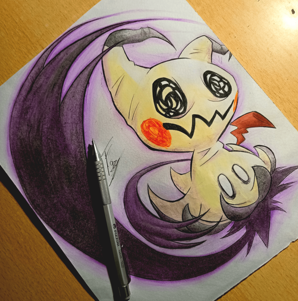Mimikyu art colored with pencils (by me)