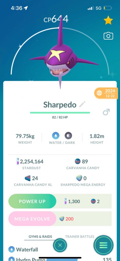 Sharpedo Mega Energy has been enabled!