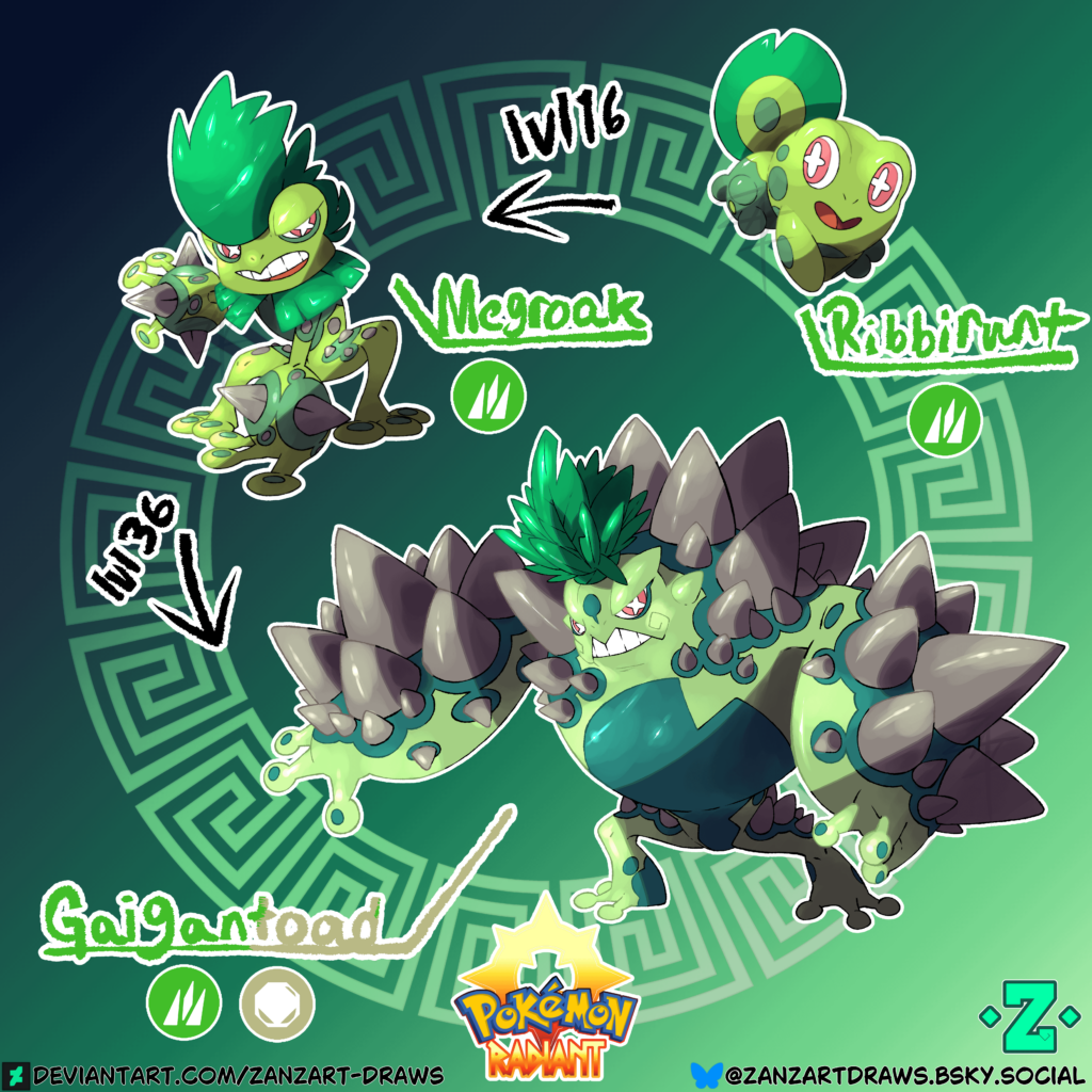 Final design for my grass starter for my Pokemon Radiant project!!