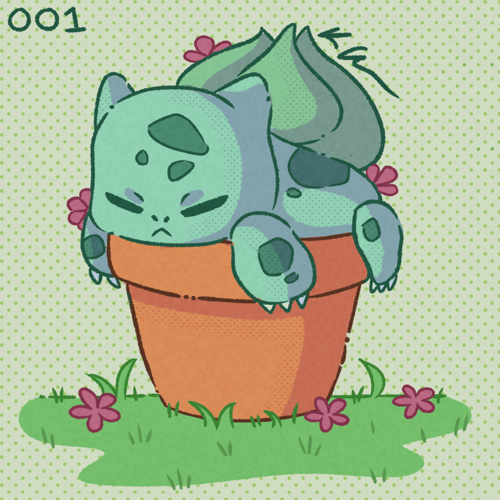 Trying my hand at drawing the Pokédex! 001 - Bulbasaur