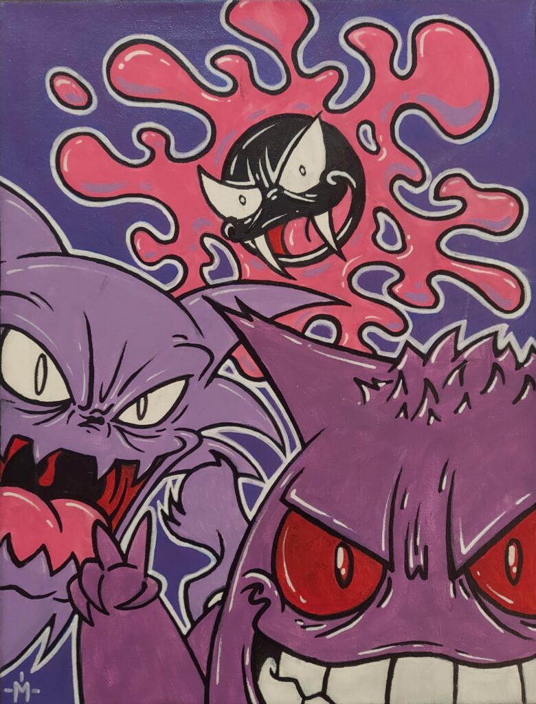 Gastly Haunter & Gengar acrylic painting by Masebreaker '22