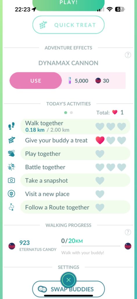 Walk 20km to earn candy for Eternatus