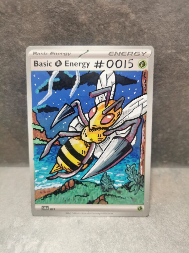 #0015 beedrill completed for my one5one picture pokedex on (energy cards) slowly finishing this set. (oc)