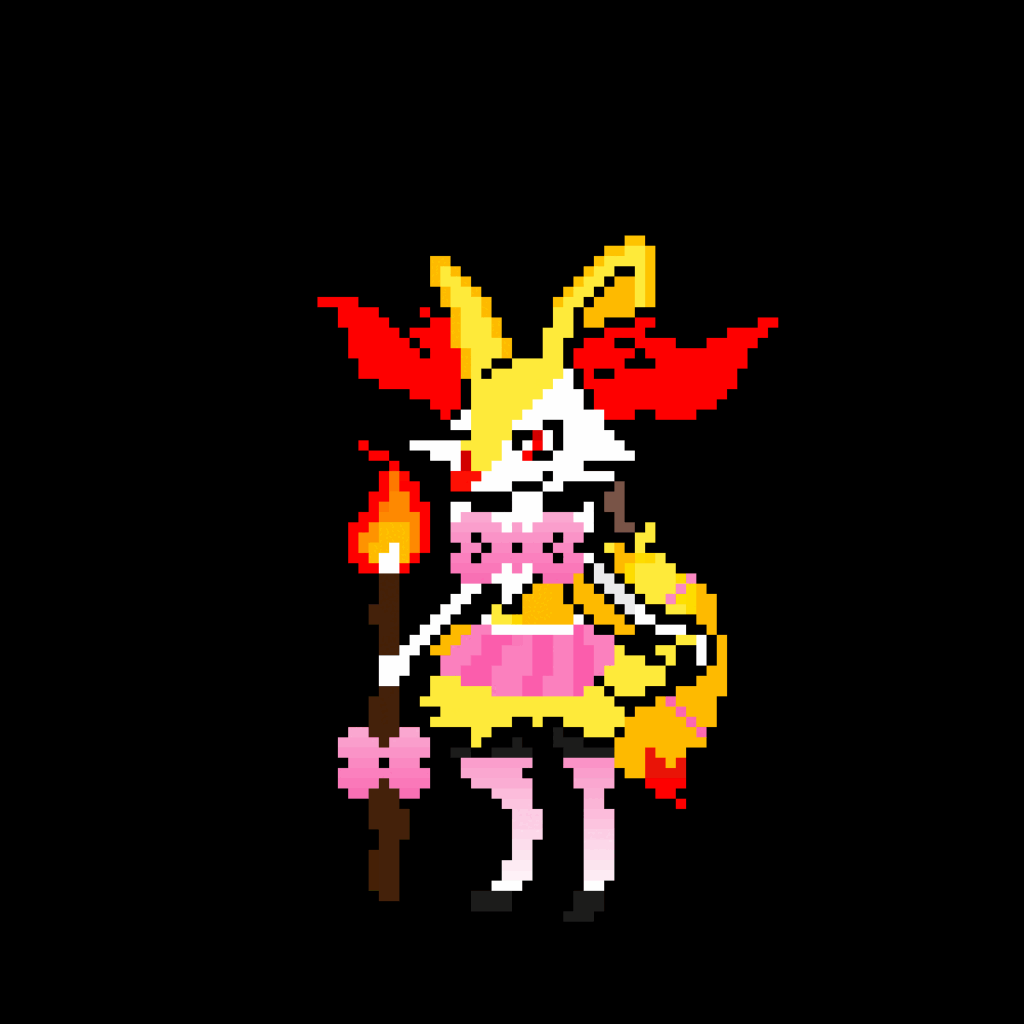 Beautiful Braixen #Braixen #Pokemon #Pretty #Dress #Fire #Magic #pixel #art