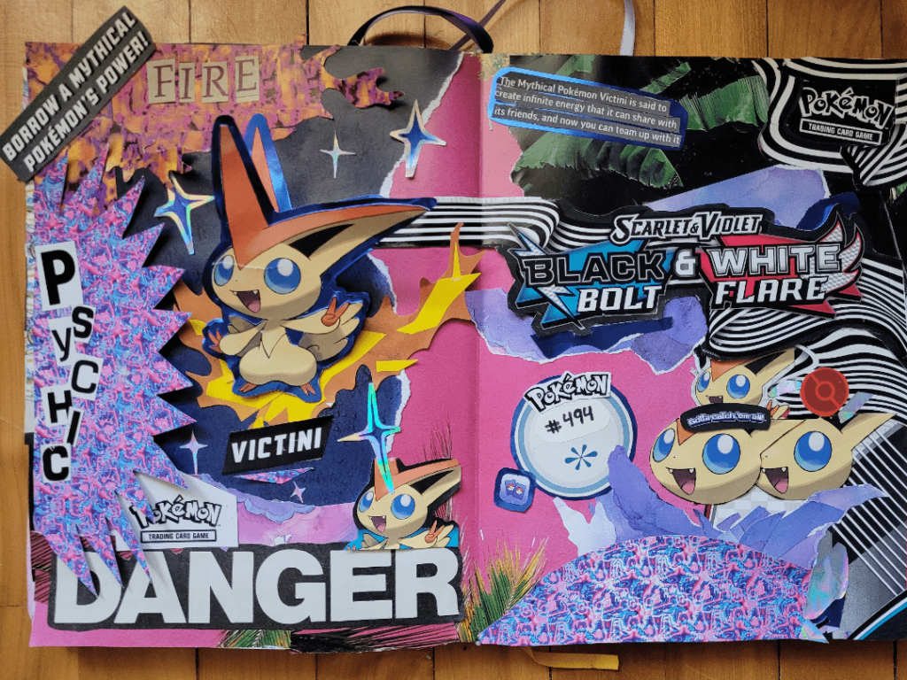 My boyfriend had some pokemon card boxes to throw always so I did this collage instead with it