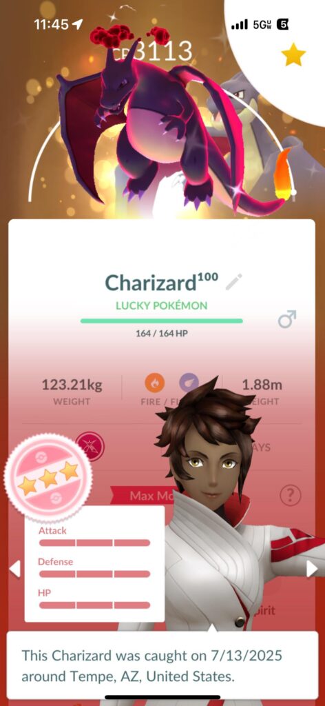 What do you call a shiny lucky 100% mega dynamax charizard? And should I transfer it?