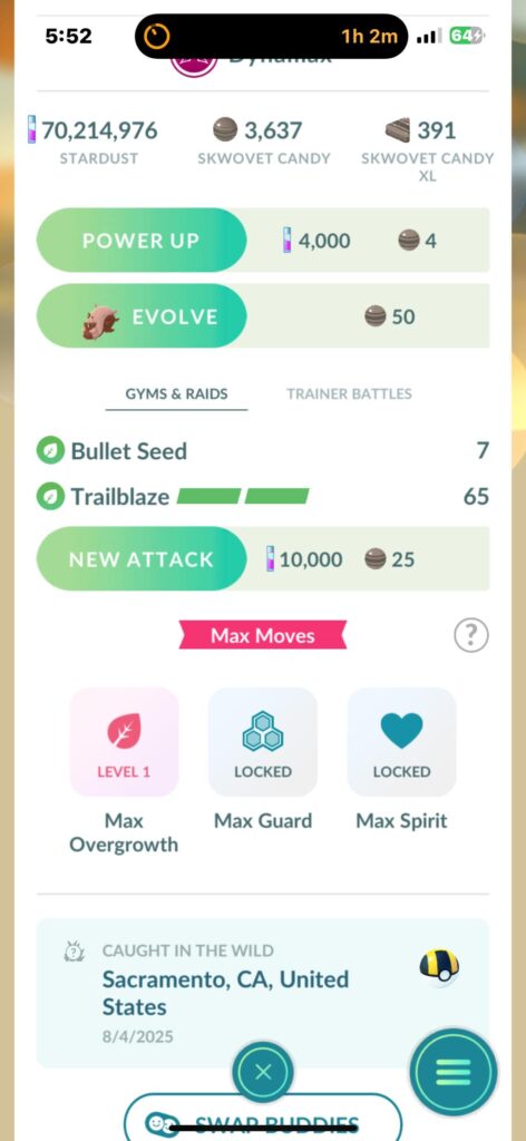 Dynomax skwovet caught in the wild!