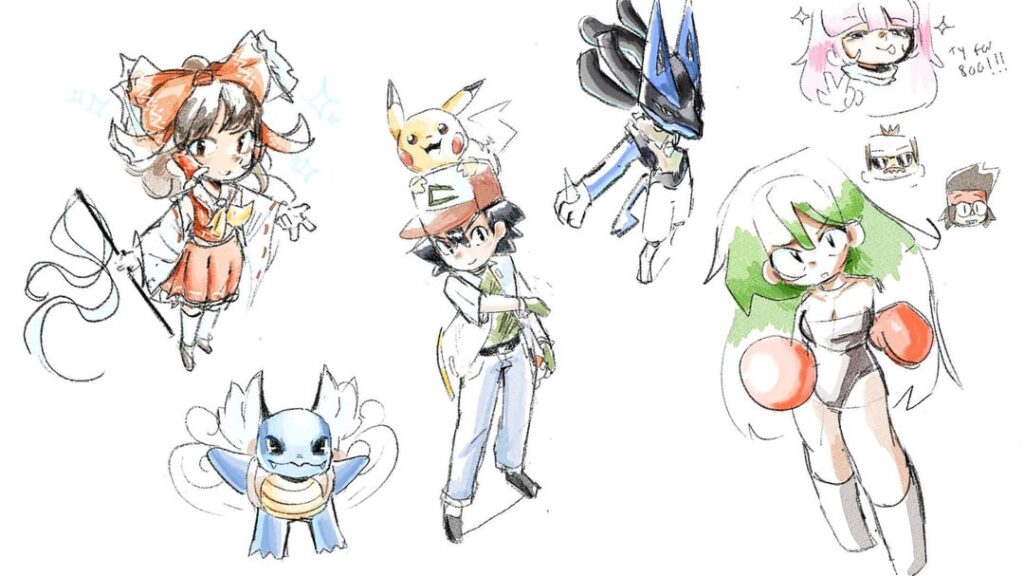 I drew a couple of characters from Pokémon