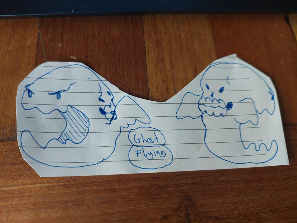 Scribble concept of two-faced ghost mon
