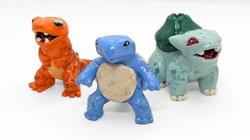 I Made Realistic Pokémon With Polymer Clay: Bulbasaur, Charmander, And Squirtle